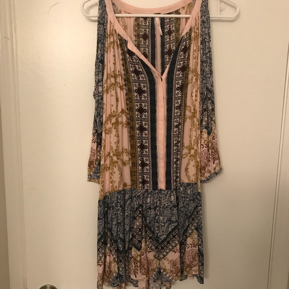 Free People Cold Shoulder Printed Tunic